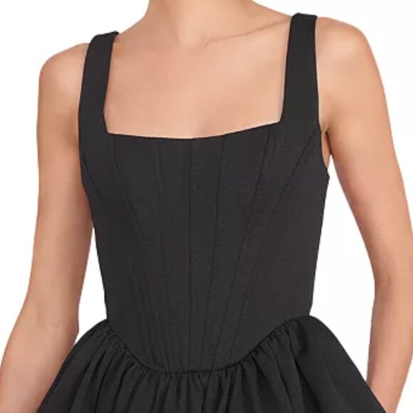 Staud Landscape Mini Dress Satin Black Size 2 - Picture 2 of 9